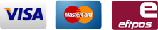 We accept Visa, Mastercard and Eftpos